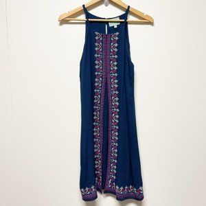 SKIES ARE BLUE Women's 100% Rayon Navy Embroidered Dress Size S